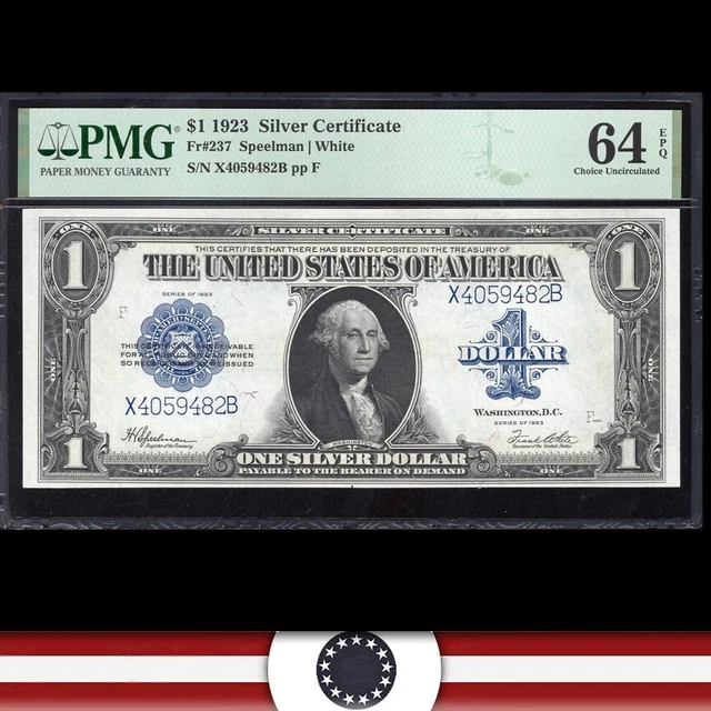 1923 $1 SILVER CERTIFICATE *HORSEBLANKET* PMG 64 EPQ Fr 237 59482