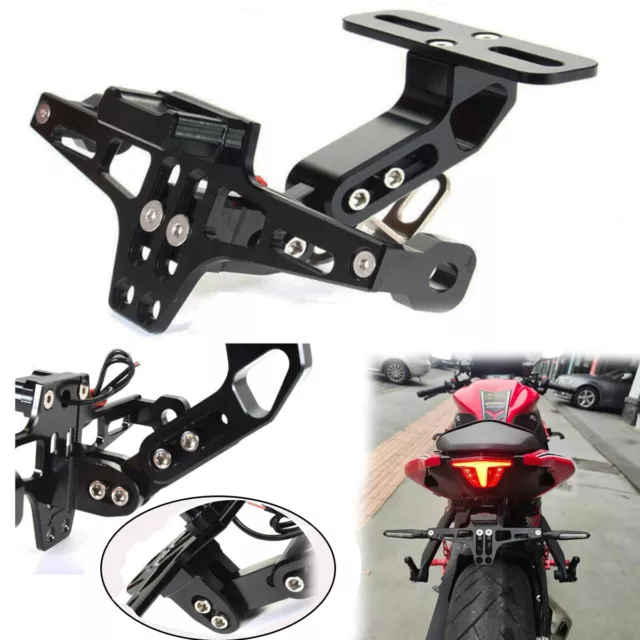 Motorcycle License Number Plate Holder Tail Tidy Bracket & LED Fender Eliminator