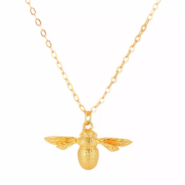 Gold on Sterling Silver Bumble Queen Bee Insect Pendant Necklace