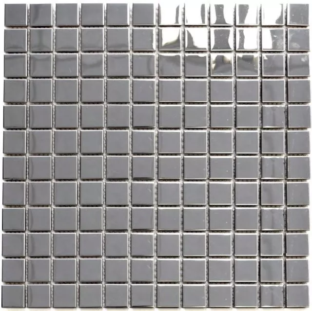 Mosaïque carreau inox argent acier brillant cuisine bain 129-23G_f | 10 plaques