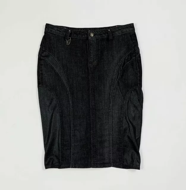 Guess minigonna jeans donna usato a tubo stretch W25 tg 39 nero tubino T5843