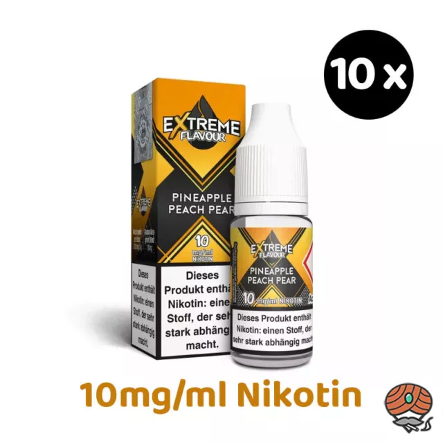 10x Extreme Flavour PINEAPPLE PEACH PEAR *10mg/ml* Nikotinsalz, 10ml Liquid