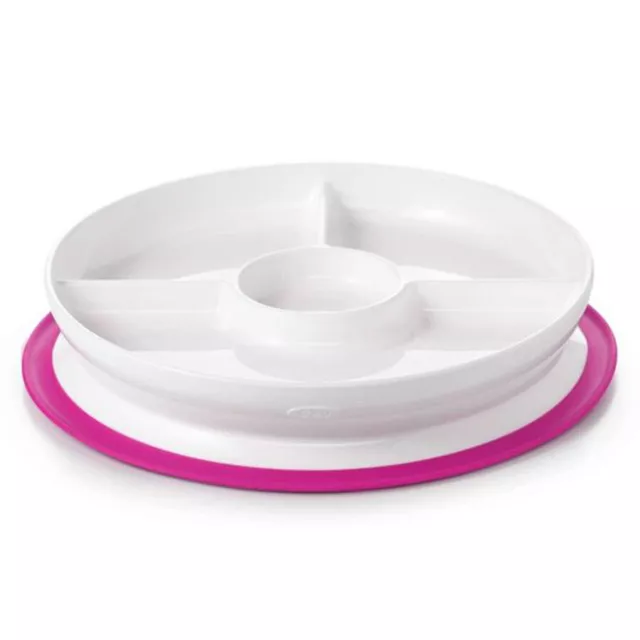 NEW OXO Tot Stick & Stay Suction Divided Plate Pink