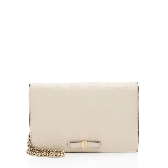 Gucci Guccissima Leather Signature Bow Mini Wallet On Chain Bag Gucci Guccissima Leather Signature Bow Mini Wallet On Chain Bag