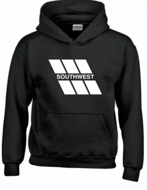 SOUTHWEST Airlines Retro Logo Tee Shirt Travel White Black Hooded Sweatshirt