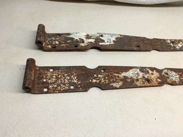 Antique Forged Iron Barn Door Strap Hinges 24.5” Long x 3 in Pair 3