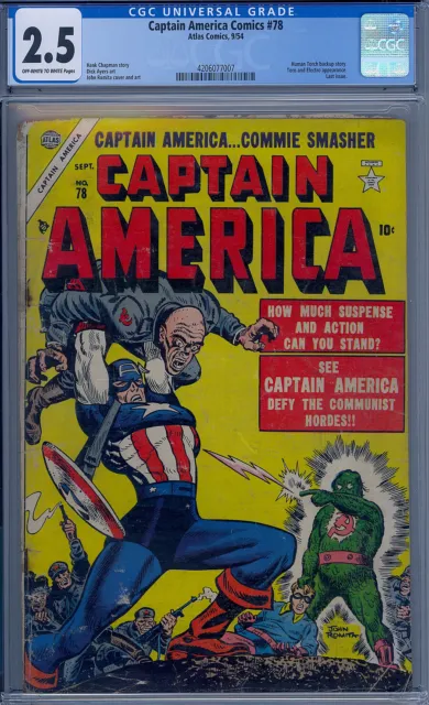 Captain America Comics #78 Cgc 2.5 Tough Last Atlas Issue 1954 Human Torch Bucky