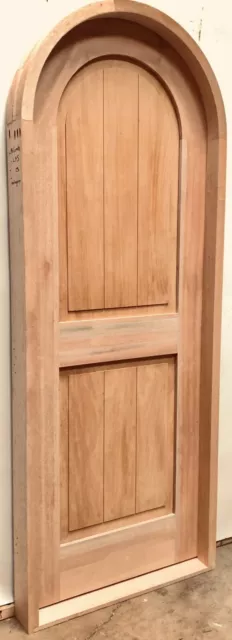 Rustic arched round top top door solid MAHOGANY wood castle winery + trim 2