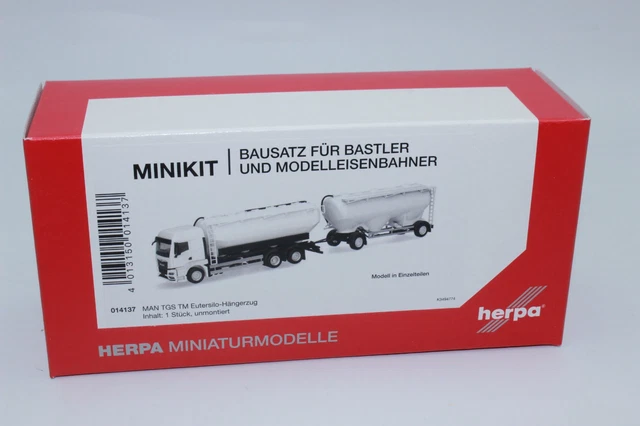 Herpa 013024 MiniKit MAN TGS M Camion à Benne Basculante Euro 6 4 Essieux Blanc