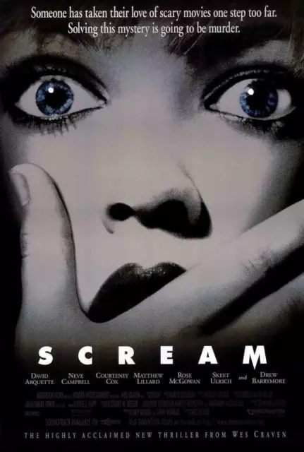 SCREAM Movie POSTER 11 x 17 Drew Barrymore, Neve Campbell, Courteney Cox, B