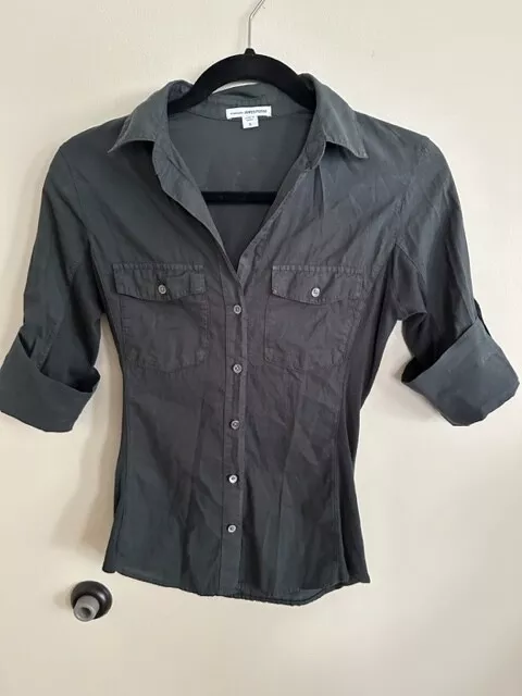 James Perse Standard Womens Size 0 XS Marsh Shirt Side Panel Button Down Blouse