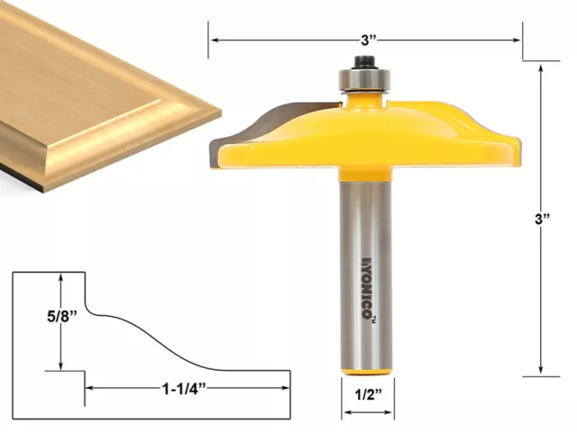 3" Diameter Cove Raised Panel Router Bit - 1/2" Shank - Yonico 12136