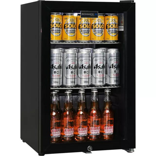 New Schmick Black Tropical Double Glazed Glass Door Bar Fridge