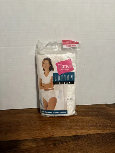 Vintage 1994 Hanes Her Way Womens White Cotton Briefs Size 8