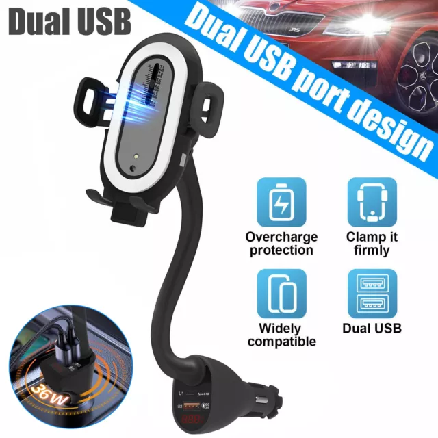 Car Cigarette Lighter Dual USB Wireless Charger Mount Holder Universal For Phone