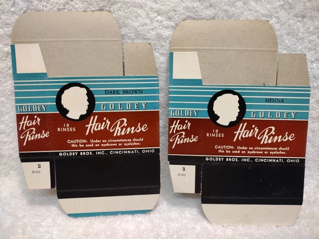 Set of 2 Vtg Goldey HAIR RINSE Box Brown & Henna Advertising (Empty) Never Used