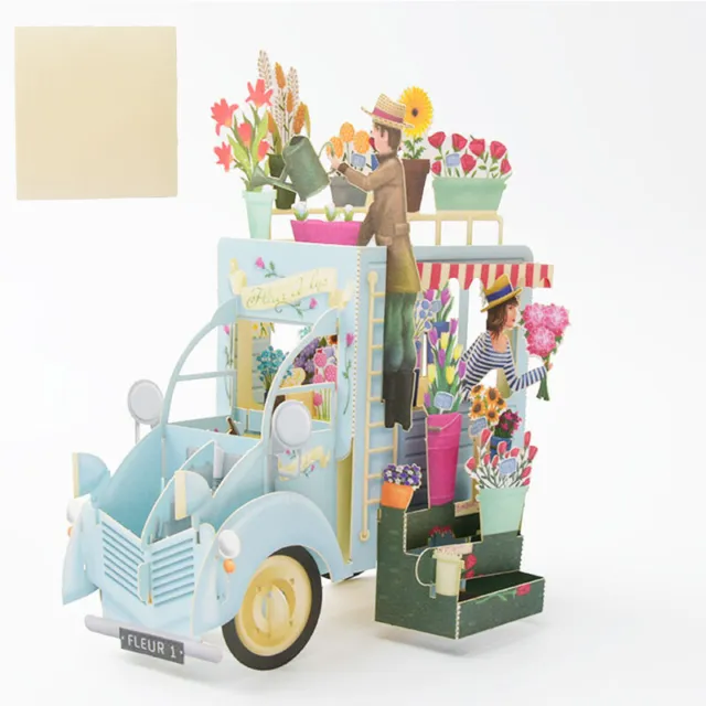 3D Pop Up Flower Cart Greeting Card! Valentine's day, Mother's day, Birthday