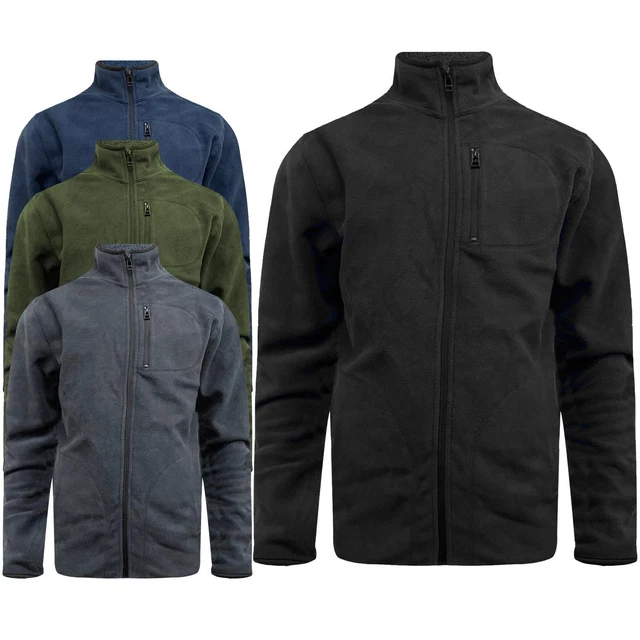 Mens Ex-F&F Fleece Jacket Full Zip Up Heavy Outdoor Warm Polar Anti Pill S-4XL