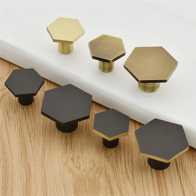 1pc Hexagon Brass Cabinet Knob Drawer Pull Handle Cupboard Door Decor Crafts