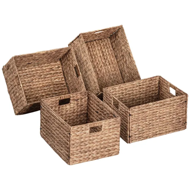 eHemco Water Hyacinth Storage Wicker Baskets, Natural, Set of 4(Collectible)5347