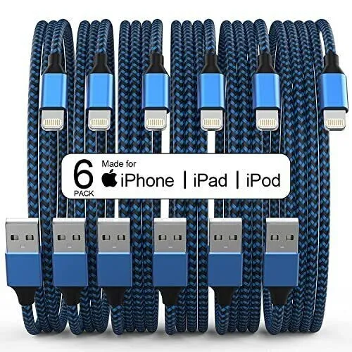 6Pack(3/3/6/6/6/10 FT)[Apple MFi Certified] iPhone Charger Long Lightning Cable