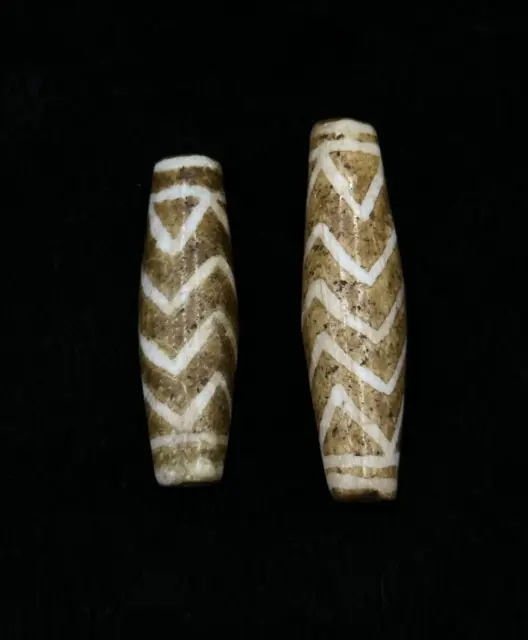 Very Old Ancient 2 Pieces Pyu Culture Pumtek Beads From Burma With Good Pattern