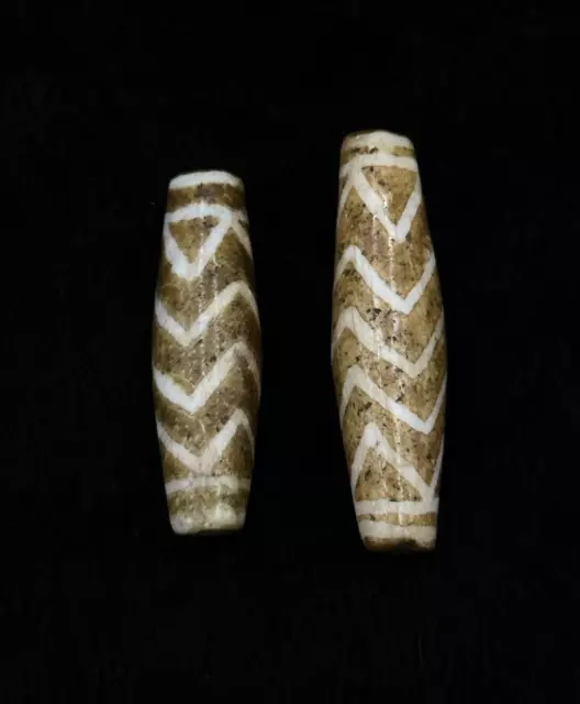 Very Old Ancient 2 Pieces Pyu Culture Pumtek Beads From Burma With Good Pattern