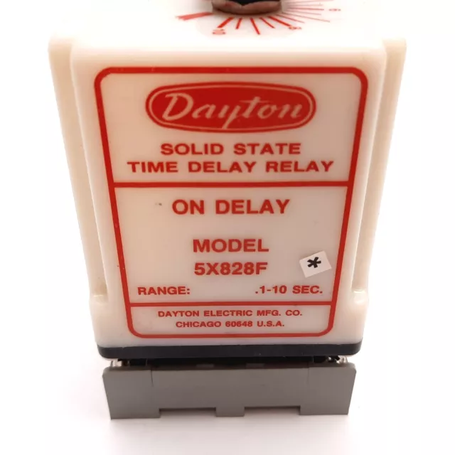 Dayton 5X828F Solid State Time Delay Relay, On Delay, 0.1-10Sec, 120VAC w/Socket 2