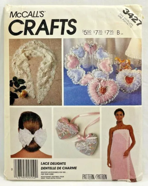 1990s McCalls Sewing Pattern 3427 Lace Accessories Home Decor Potpourri Vtg 8656