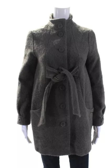 Twin Set Simona Barbieri Womens Buttoned Collared Long Sleeve Coat Brown Size 14
