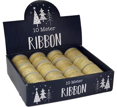 10m Roll Of Gold Glitter Ribbon by north pole