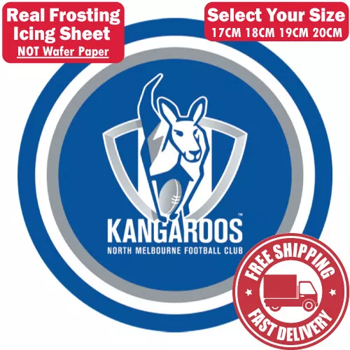 North Melbourne Kangaroos Edible Image Cake Topper Round Frosting Icing