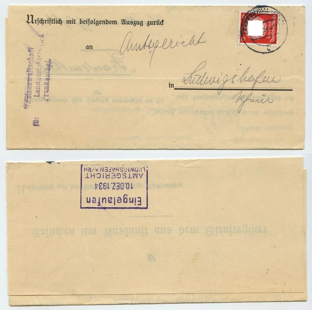 99490 - Mi.Nr. 138 - Frankenthal 8.12.1924 nach Ludwigshafen - Strafregister