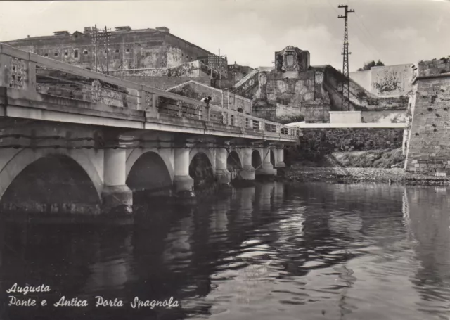 Cartolina *10 Augusta Siracusa Ponte E Antica Porta Spagnola Viaggiata 1955
