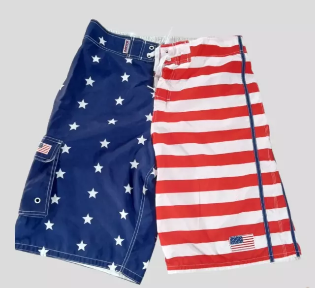 Exist American Flag Mens Swim Trunks USA Swimsuit Lined Size XL