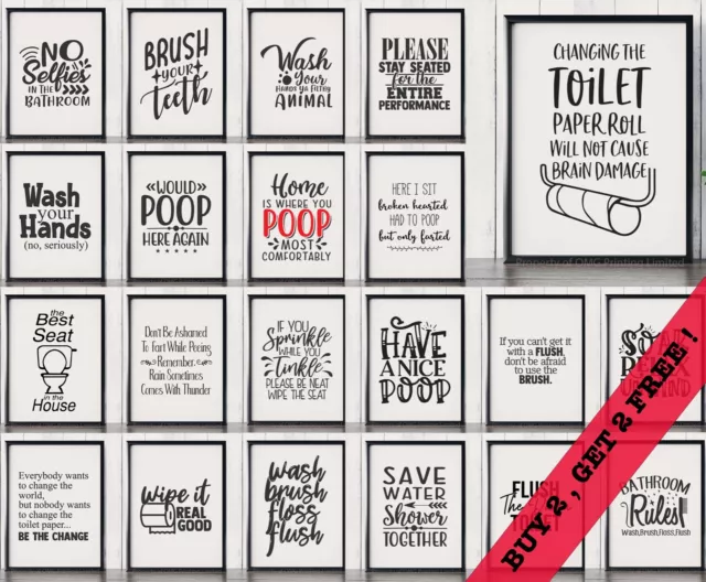 Bathroom Toilet Decor Wall Art Prints Posters Funny Rude Pictures A4 A3 Humour