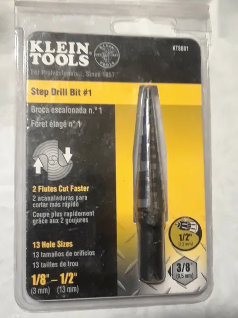 Klein Tools KTSB01 Step Drill Bit #1 - Double-Fluted 1/8" - 1/2"