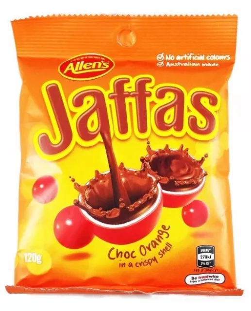 12 x 160g ALLENS JAFFAS CHOCOLATE CHOC ORANGE RED CRISPY SHELL BULK LOLLIES