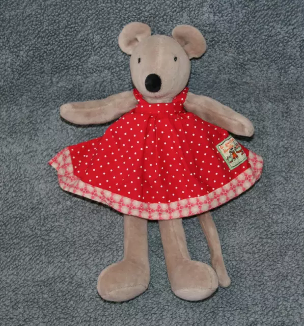 Moulin Roty Doudou Souris Nini La Grande Famille Robe Rouge Pois 22 Cm Kom9