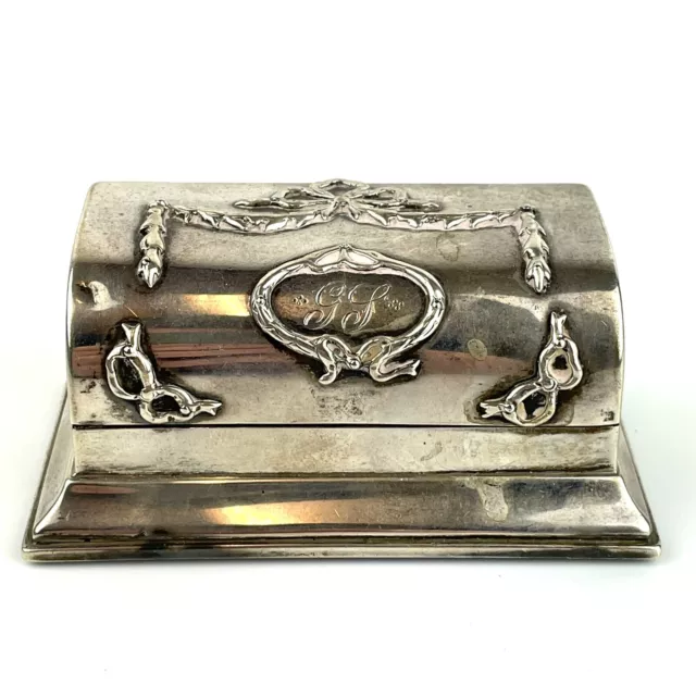 Antique Sterling Silver Hinged 3 Section Stamp Box Charles George Asprey 1908