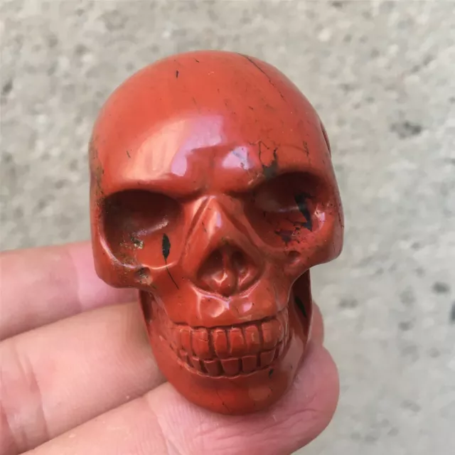 natural Red jasper Carved quartz crystal skull heart reiki Healing 1pc