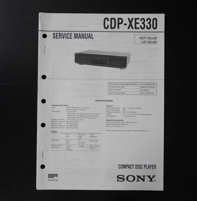 SONY CDP-3100 OPERATION + MAINTENANCE Manual Handbuch für Reparaturen