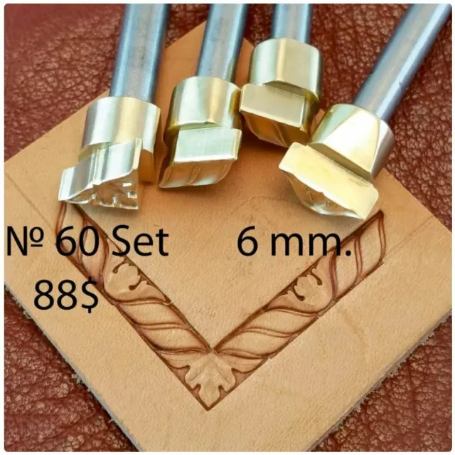 Leather stamp tool for leather craft DIY brass stamp #60 kit - 4 border stamps