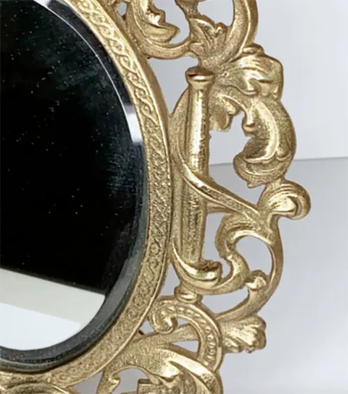 Vintage Ornate Heavy Solid Brass Victorian Stand Mirror Beautiful 3
