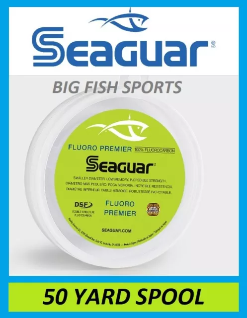 SEAGUAR FLUORO PREMIER Líder de Fluorocarbono 50 YARDAS ELIGE TU TALLA ENVÍO GRATUITO EE. UU.