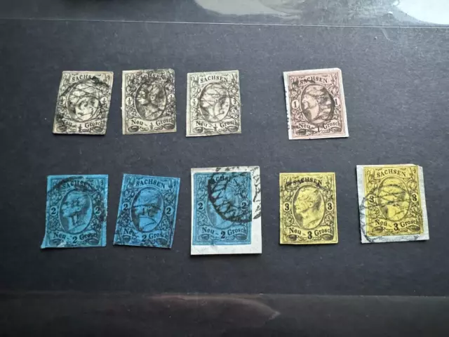 AD Sachsen Mi. Nr. 8 I, II, 9 II b, 10 a, c , 11 gestempelt, Mi. 167.-