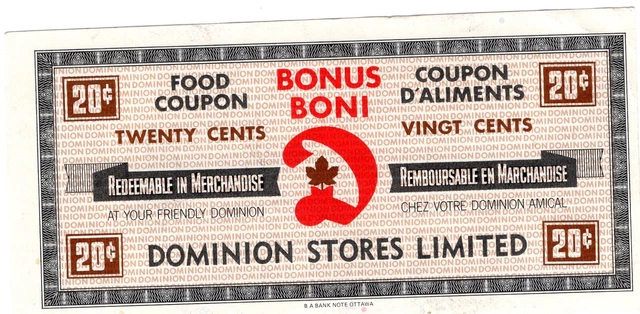 Dominion Stores Trade Dollar - 20 Cents - Food Coupon - Canada - Uncirculated