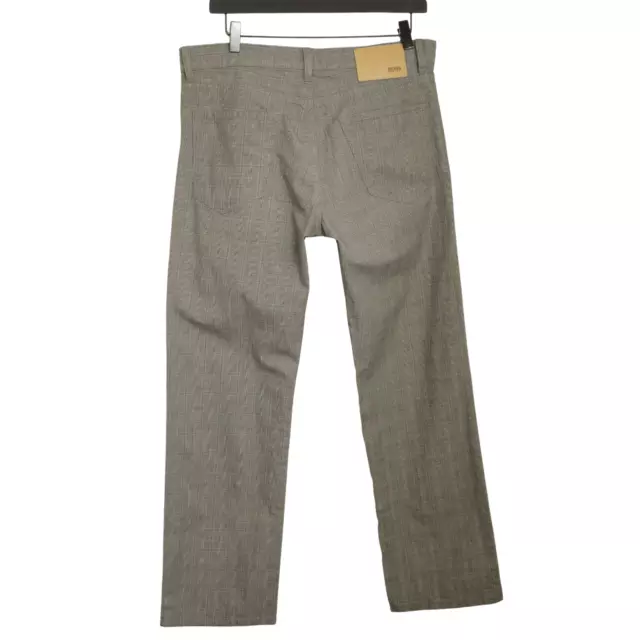 Hommes Hugo Boss Pantalon Coton Gris Chiné Écossais Taille W33 L30