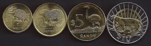 URUGUAY 1-10 Pesos Uruguayos 2011 4 pc Coin set KM134-137 UNC