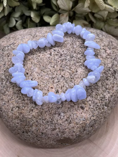 Blue Lace Agate Bracelet genuine Natural Chips Crystal AUS SELLER 2